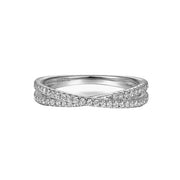 14K White Gold Diamond Criss Cross Ring